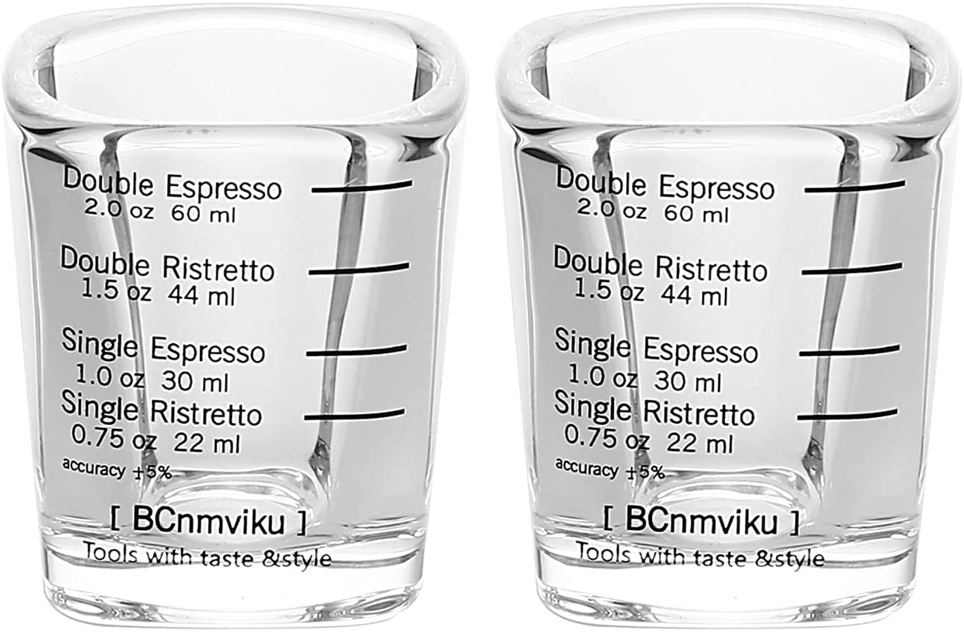 Espresso Shot Glasses Measuring Shot Glass Heavy Base Cups 2 Ounce 60ML 2Pack 
