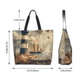 thumbnail image 5 of Honeii Vintage Nautical Lighthouse Print Tote Bag for Women, Foldable Tote Bag Large Shoulder Bag Top Handle Handbag for Travel, Work, 5 of 8
