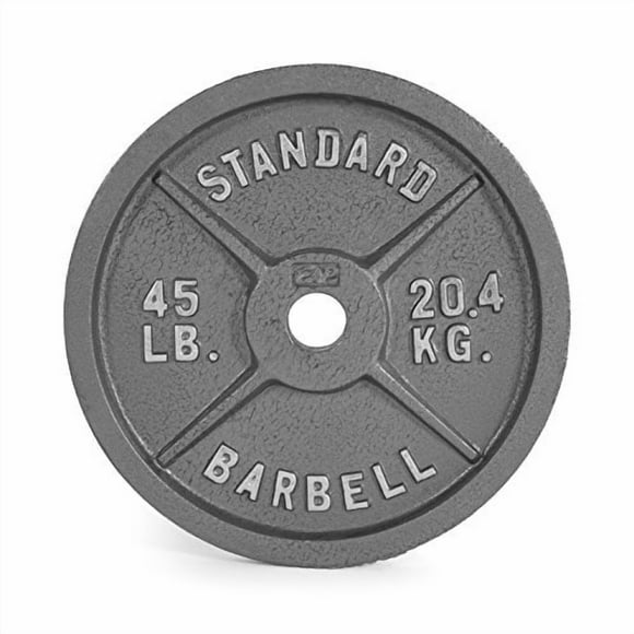 CAP Barbell 2-Inch Olympic Cast Iron Weight Plate, Grey, 45 lb
