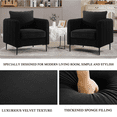 thumbnail image 6 of TOSEE Black Velvet Accent Chairs Set of 2, Modern Upholstered Accent Chair Comfy Velvet Armchair with Thick Cushion and Wood Frame, Single Sofa/Side Chair for Living Room Bedroom Office, 6 of 9