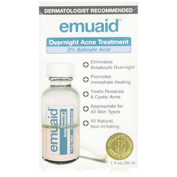 Emuaid Overnight Acne Treatment with Sulfur and 2% Salicylic Acid, 1 oz