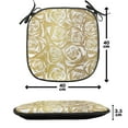 thumbnail image 4 of Floral Chair Seating Cushion Set of 12, Dreamy Roses Pattern in Yellow Golden Tones Modern Art, Seat Pads for Office with Anti-slip Backing, 16"x16", Earth Yellow Coffee, by Ambesonne, 4 of 7