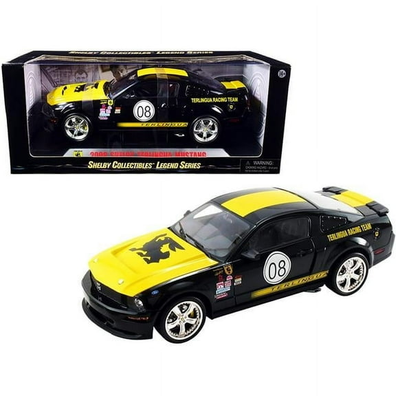 2008 Ford Shelby Mustang #08 "Terlingua" Black & Yellow "Shelby Collectibles Legend" 1/18 Diecast Model by Shelby Collectibles