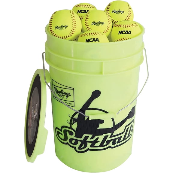 Rawlings | Bucket of 18 Practice Softballs | Ages 12U | 12“ | Synthetic Cover