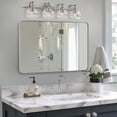 thumbnail image 2 of ANDY STAR Wall Mirror Brushed Nickel for Bathroom, 24x36x1 Rounded Rectangle Mirror with Stainless Steel Silver Metal Frame, Modern Bathroom Vanity Mirror, 2 of 8