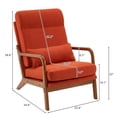 thumbnail image 3 of Accent Chair, Modern Linen Fabric Upholstered Armchair with High Back and Pillow, Comfy Single Sofa Chair with Padded Cushion and Solid Wood Legs Reading Chair for Living Room Office, Burnt Orange, 3 of 7
