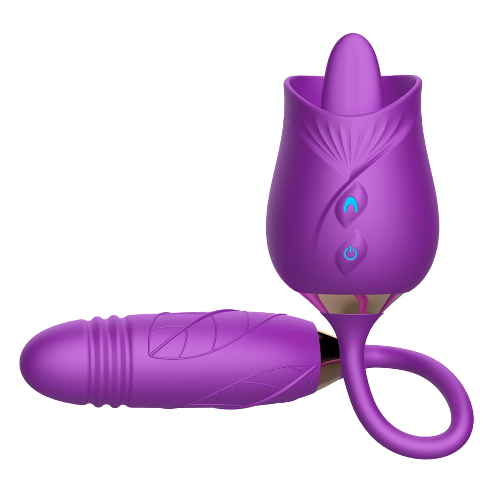 Sientice Ladies Rose Toys, Clitoris Tongue Licking Vibrator With Ball Vibrating Egg G Spot Dildo Clit Stimulator, 2 in 1 Plug Adult Sex Toys, Rechargeable Clitoris Nipples Vibrator