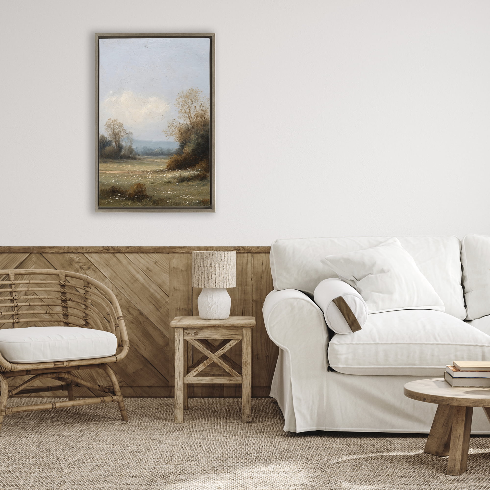Stupell Industries Silent Little Meadow Brown Framed Floater Canvas Wall Art, design by Petal Prints Design
