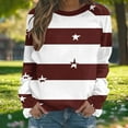 thumbnail image 4 of YUGYXL Women’s Striped Star Sweatshirt Long Sleeve Crewneck Casual Pullover Tops Fall Winter Shirt Brown M, 4 of 7