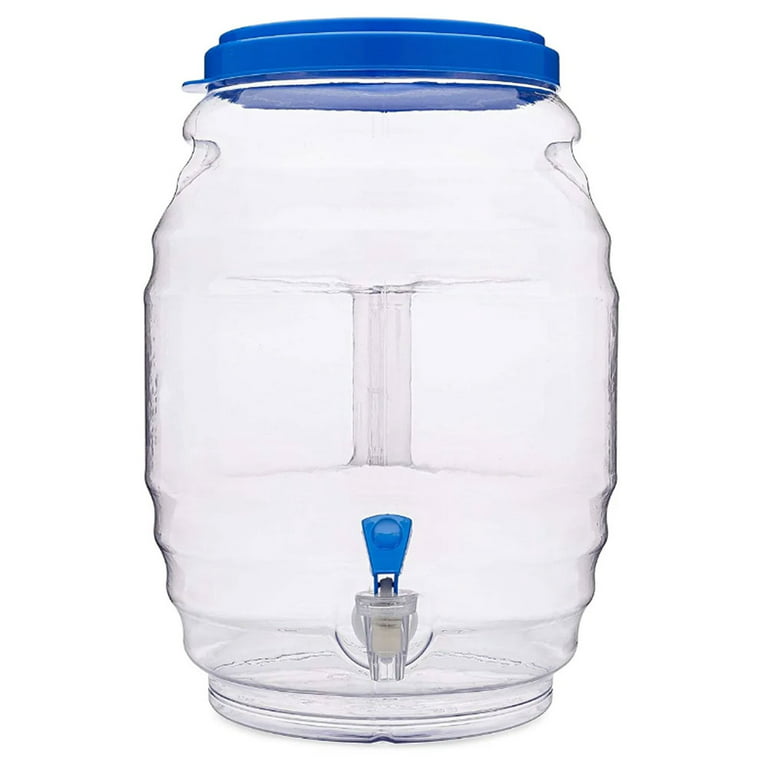 Jarra de 5 galones con boquilla, dispensador de bebidas mexicanas Vitrolero  Tapadera Aguas Frescas-Water Juice - Contenedor transparente de 20 L
