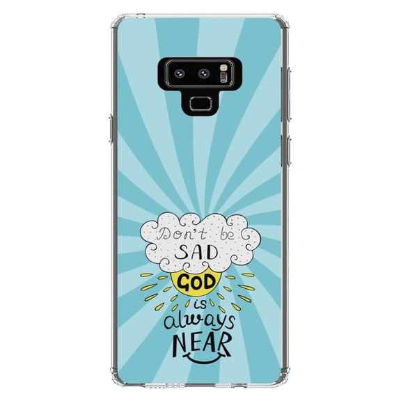 DistinctInk Clear Shockproof Hybrid Case for Samsung Galaxy Note 9 - TPU Bumper, Acrylic Back, Tempered Glass Screen Protector - Don't be Sad, God is Always Near