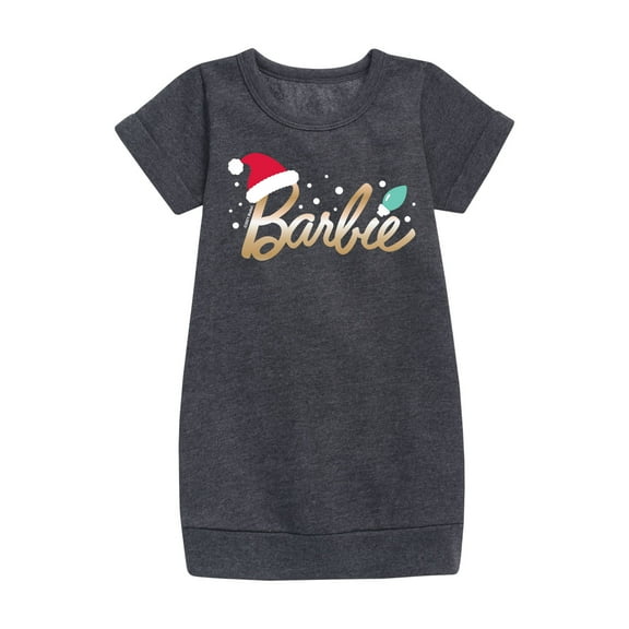 Barbie - Barbie Logo Santa Hat - Toddler And Youth Girls Fleece Dress