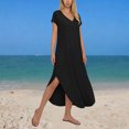 thumbnail image 7 of AUNVITO Women's Summer Sleeveless V-Neck A-Line Maxi Dress with Side Pockets Casual Flowy and Elegant, 7 of 7