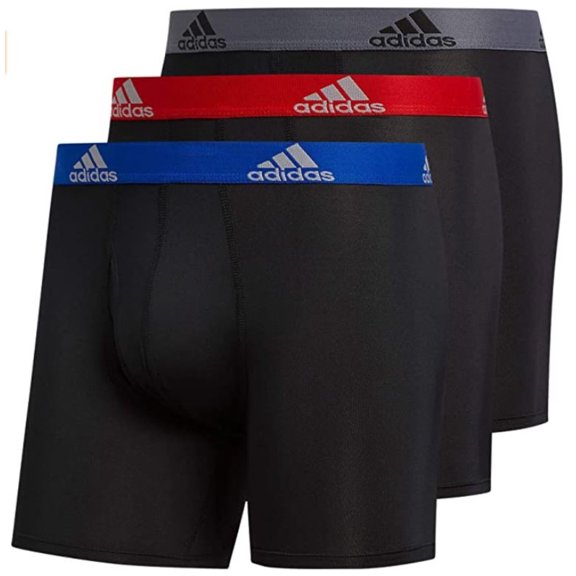 Adidas Men's Performance Boxer Brief Underwear (3-Pack) - Black/Royal/Red