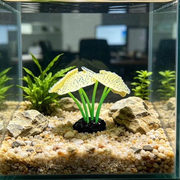 Luminous Aquarium Anemone Ornament Fish Tank Decoration, Soft Silicone Coral Plant Aquascape Decor with Glowing Effect, Realistic Underwater Scenery for Freshwater Saltwater Fish Tank