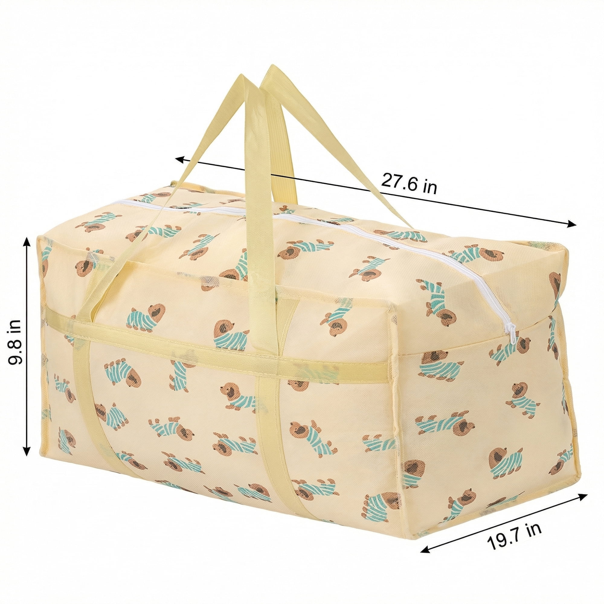 Unique Bargains Floral Clothes Storage Bags for Organizing Clothing Beige 27.6"x19.7"x9.8"