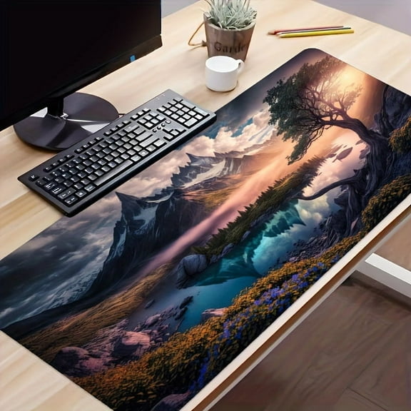 The Lake Under The Snow Mountain Desk Mat Desk Pad Large Gaming Mouse Pad E-Sports Office Keyboard Pad Computer Mouse Non-Slip Computer Mat Gift For Boyfriend/Girlfriend