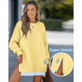 thumbnail image 2 of CHICME Womens Zipper Slit Long Sleeve Sweatshirt Dress Casual Pullover Tops Fall Outfit Yellow-XL, 2 of 6