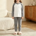 thumbnail image 3 of YunPes Unisex Kids Spring Fall Outfits Contrast Raglan Long Sleeve Pullovers & Pants Kids Soft Cozy Loungewear Set 2pcs, 3 of 4