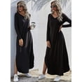 thumbnail image 7 of Avidlove Womens Long Sleeve Nightgown V Neck Nightshirts Sleepwear with Pockets, 7 of 7