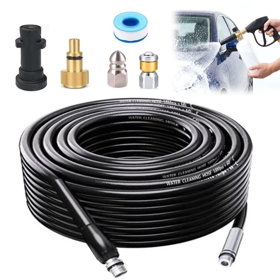 10M Sewer Drainage Cleaning Hose With Jetting Nozzle High Pressures Water Hoses 1/4inch Sewage Pipe Cleaning Hoses Sewer Cleaner & Washing Gun Lance Connector