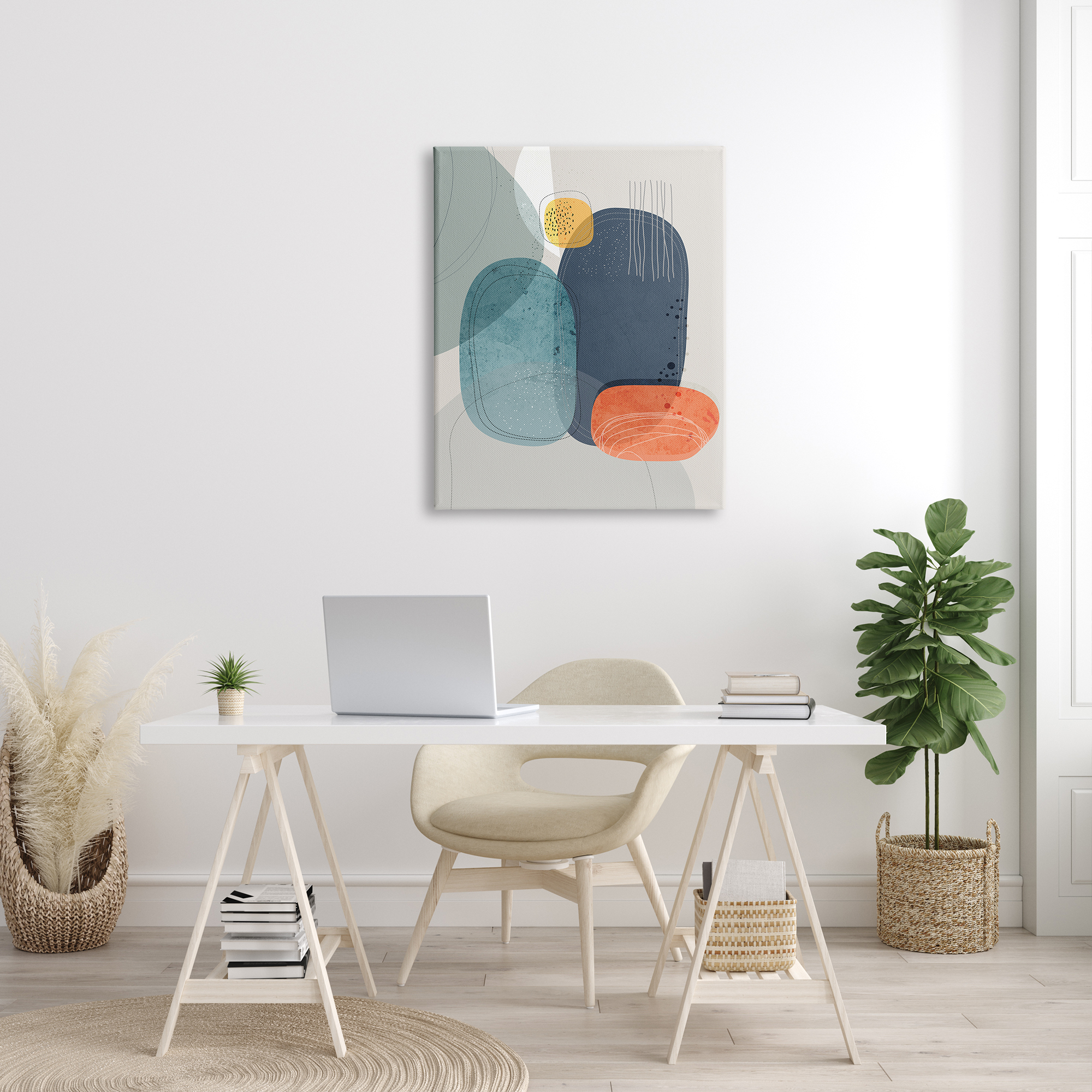 Stupell Industries Retro Stone Abstraction Deco Inspired Dotted Linework, 30 x 40, Designed by Ishita Banerjee