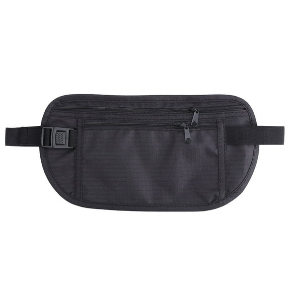 BESTOYARD Money Belt Waist Wallet Black Travel Pouch with Adjustable Elastic Strap for Outdoor Use