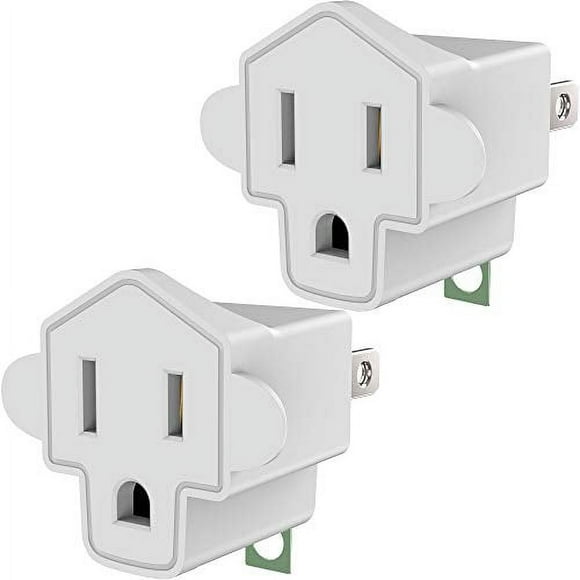 Adaptateur Homologué ETL à 3 Broches vers 2 Broches, Convertisseur de Mise à la Terre Polarisé JACKYLED à 3 Broches, Matériau Ignifuge, Résistant 200?, Robuste pour Prises Murales, Électrique, Domestique, Lot de 2