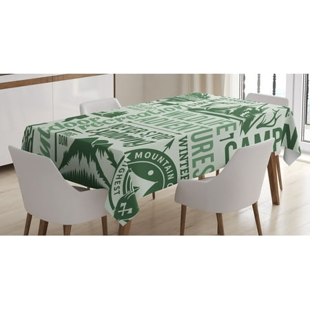 

Ambesonne Camping Tablecloth Rectangular Table Cover Outdoors Adventure Theme 60 x90 Pale Green Dark Green