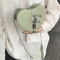 thumbnail image 3 of Bolso de hombro con cadenas para mujer Choque de colores Bolso bandolera en forma de corazón Cuero de PU, 3 of 7