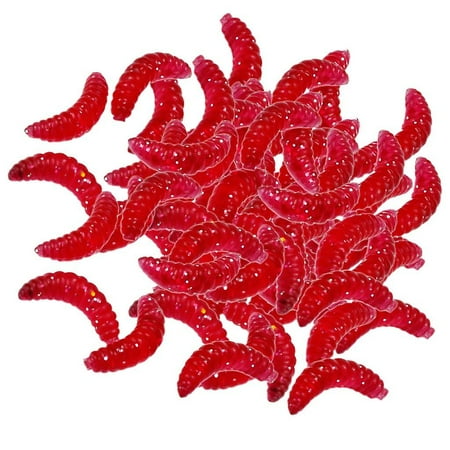 100 Pieces/set Fishing Soft Grub Worm Bread Bug Maggots Lures Baits Beige