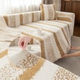 thumbnail image 3 of CJC Plush Velvet Sectional Couch Covers, 2pcs Stretch Sofa Covers with 2 Pillowcases for L Shape Corner Sofa Furniture Protector (Khaki, 3 Seat + 3 Seat), 3 of 13