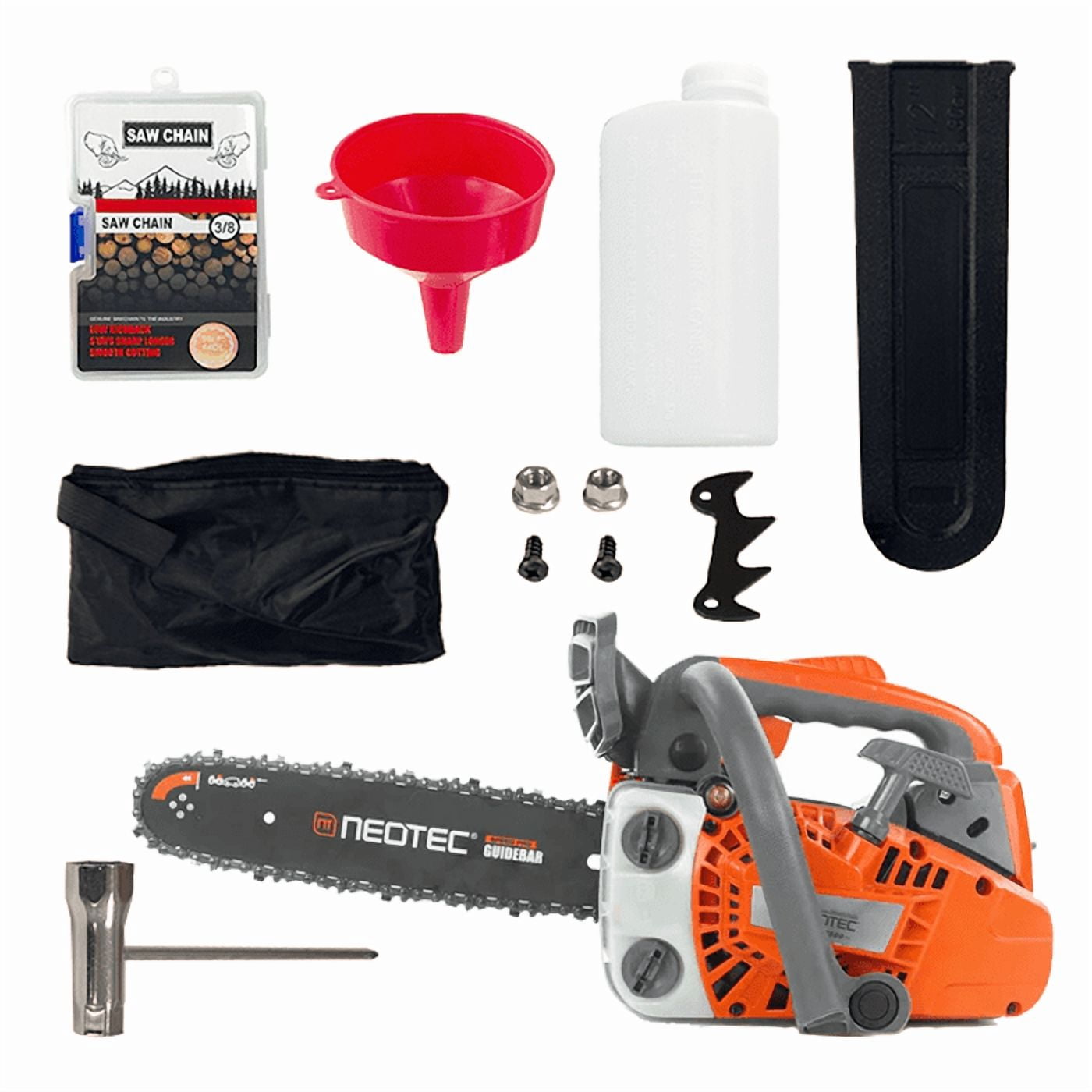 Neotec 25.4cc Gas Top Handle Chainsaw with 12'' Guide Bar and Chain 2-Stroke Engine Cut Tree Wood