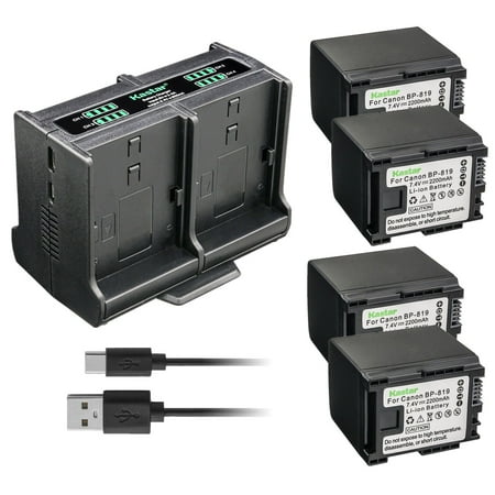 Kastar 4-Pack Battery and Quadruple Charger Compatible with Canon VIXIA HF G20 HFG20 VIXIA HF G30 HFG30 VIXIA HF M30 HFM30 VIXIA HF M31 HFM31 VIXIA HF M32 HFM32 VIXIA HF M36 HFM36 Camera