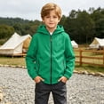 thumbnail image 5 of Boys Waterproof Windbreaker Outdoor Jacekt Lightweight Soft Lining Full Zip Fall Fashion Kids Raincoat with Hood Green 12, 5 of 8