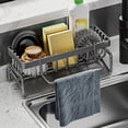 thumbnail image 4 of Estante para fregadero de cocina, soporte para esponja para organizador de fregadero de cocina, organizador de esponja, soporte para esponja de platos para baño gris, 4 of 6