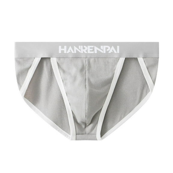 ZQUUVOU Plus Size Men's Briefs Mid-Rise Comfortable Breathable Underwear (Gray,L)