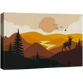 thumbnail image 3 of PixonSign Framed Wall Art Print Elk Above Yellow Mountain Landscape Animals Wildlife Illustrations Modern Art Rustic Landscape Fun Multicolor Boho Decor for Living Room, Bedroom - 32"x48", 3 of 5