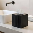 thumbnail image 3 of Tissue Box Cover Square - Handcrafted Ridge Embossed Black Metal Holder For Bathroom Accessory  Aesthetic Decorative Facial Napkin Cube Modern Home Decor, 3 of 6
