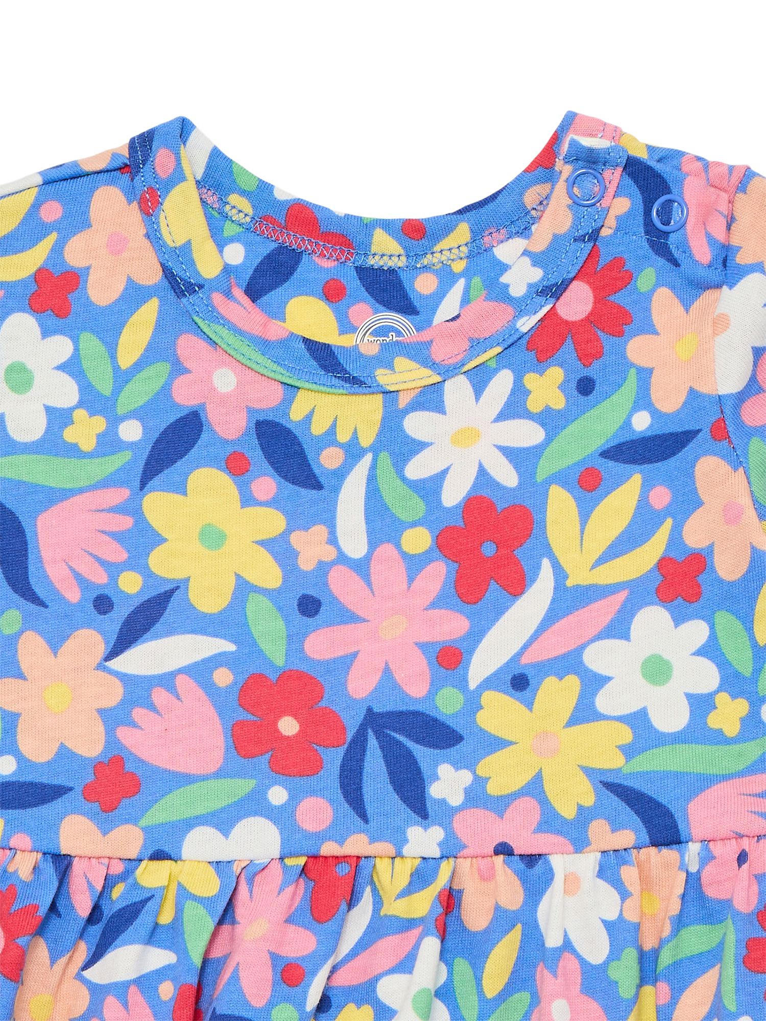Wonder Nation Baby Girls Dress with Short Sleeves, Sizes 0-24 Months