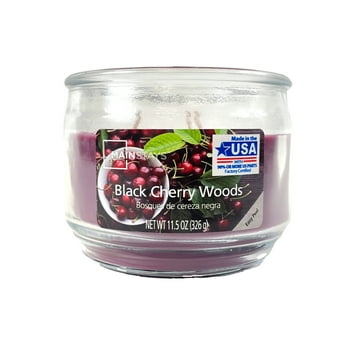 Mainstays Black Cherry Woods Scented 3-Wick Glass Jar Candle, 11.5 oz.