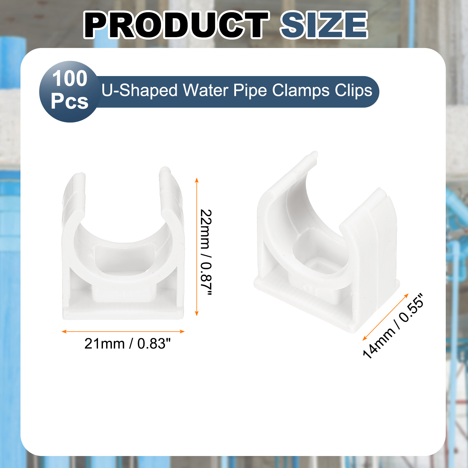 Uxcell 100pcs 5/8" (16mm) U-Shaped Water Pipe Clamps Clips for TV Trays, White