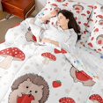 thumbnail image 4 of Erosebridal Red Mushroom Strawbrary Bedding Sets Full Size,Cute Hedgehog Comforter Sets with Sheets,Animal Print Bed in a Bag Full Size,Ultra Soft Room Decoration Reversible,7pcs, 4 of 6