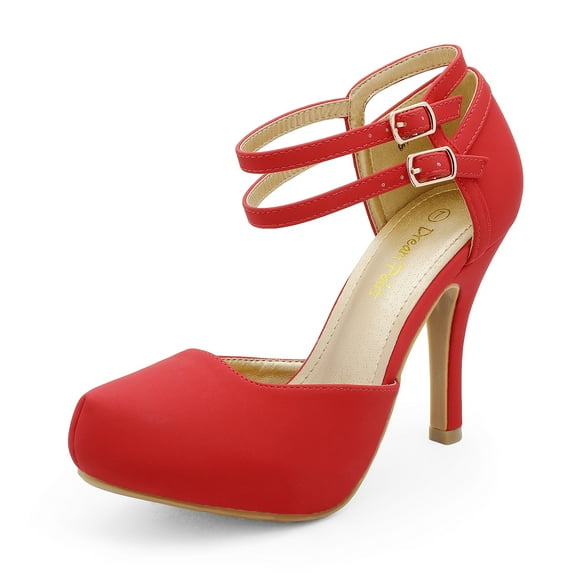 Dream Pairs Women's Classy Mary Jane Double Ankle Strap Almond Toe High Heel Dress Shoes Office-02
