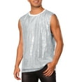 thumbnail image 4 of INSPIRE CHIC Sequin Tank Top for Men's Shiny Glitter Sleeveless Tee Tops Party Disco Metallic Vest S Silver, 4 of 4
