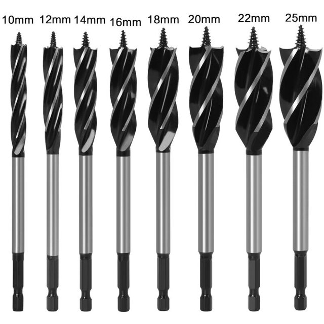 Juego de brocas helicoidales con vástago hexagonal de 8 piezas de 1/4" para madera, hormigón, carpintería y agujeros de 10 a 25 mm