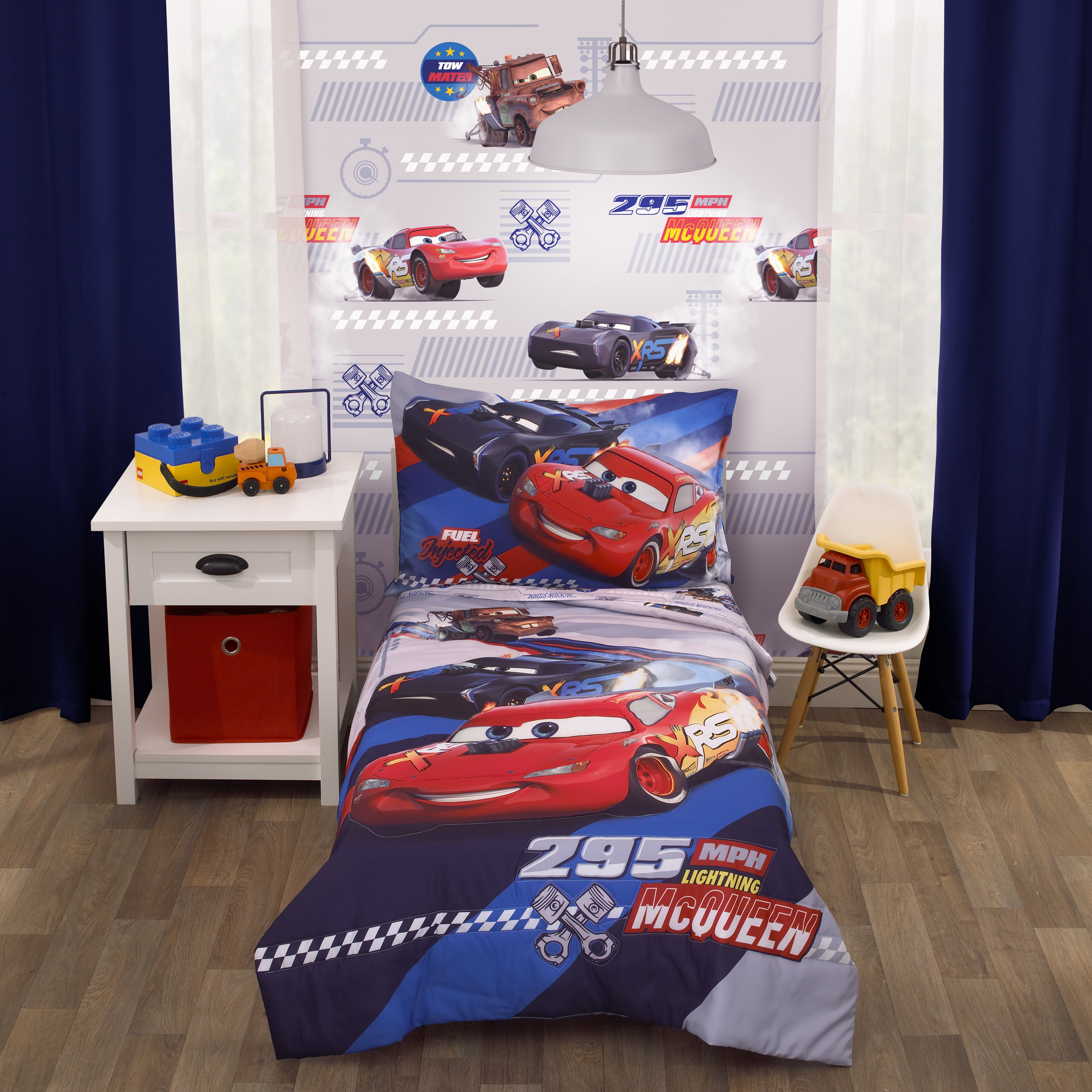 Toddler Reversible Blanket & Fitted Sheet Disney Cars Lightning McQueen 2 Pc 