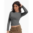 thumbnail image 3 of Women’s Basic Skinny Crop Top Tee Shirt Short Sleeve Workout Round Neck Cropped Tshirt, 3 of 6