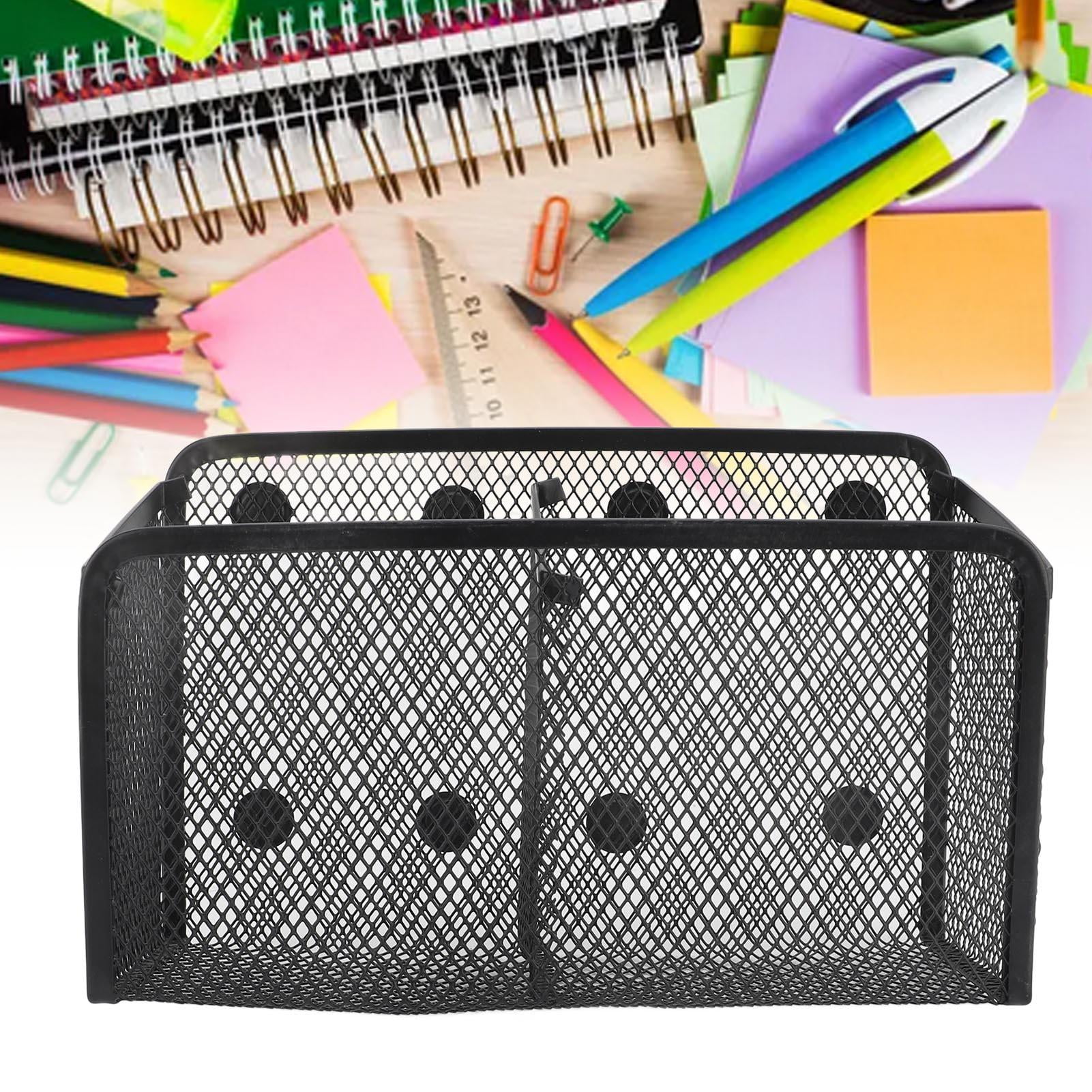 Suodoka Magnetic Metal Mesh Pencil Cup – Large Capacity Desk & Refrigerator Pen & Marker Organizer