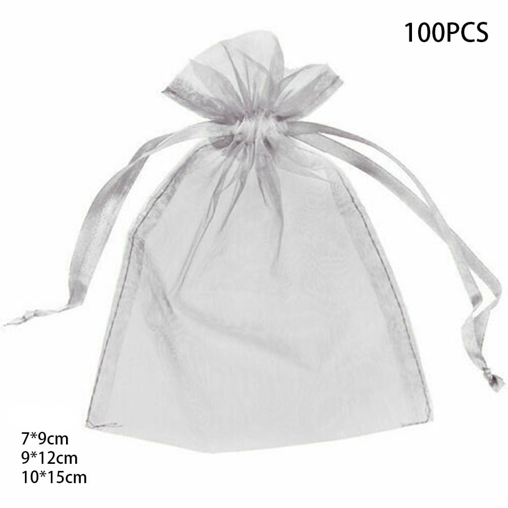 50 & 100 Organza Bags Wedding Favour Party Jewellery Pouch Mesh Drawstring Gift 